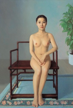 Nu sur la chaise bouddhiste chinois Fille Nu Peinture à l'huile